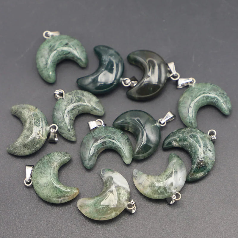 Crescent Moon Agate Pendant Charm for Jewelry Making