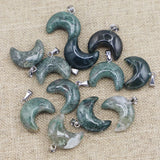 Crescent Moon Agate Pendant Charm for Jewelry Making