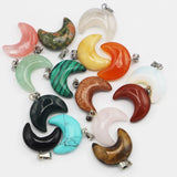 Crescent Moon Natural Stone Pendant Charm 12pcs