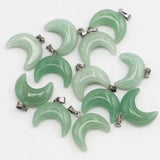 Green Aventurine Crescent Moon Pendant for Jewelry Making