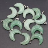 Green Aventurine Crescent Moon Pendant for Jewelry Making