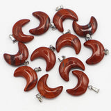 Red Jade Crescent Moon Stone Pendants Charms for Jewelry Making