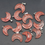 Cherry Quartz Crescent Moon Pendants for Jewelry Making