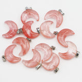Cherry Quartz Crescent Moon Pendants for Jewelry Making