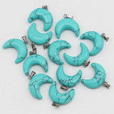 12pcs Crescent Moon Turquoise Stone Pendants for Jewelry Making