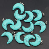 12pcs Crescent Moon Turquoise Stone Pendants for Jewelry Making