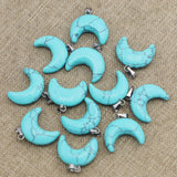 12pcs Crescent Moon Turquoise Stone Pendants for Jewelry Making