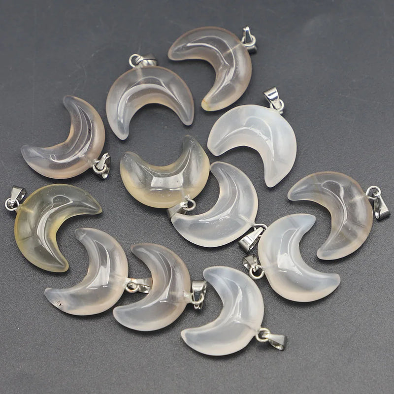 Crescent Moon Agate Pendants 12pcs
