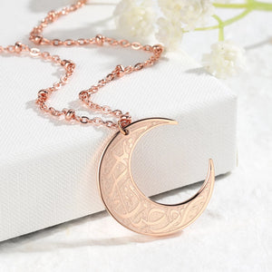 Personalized Crescent Moon Necklace in Stainless Steel