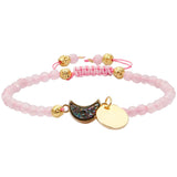 Crescent Moon Shape Charms Bracelet 4mm Stone Beads Healing Crystal Druzy