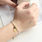 Crescent Moon Shape Charms Bracelet 4mm Stone Beads Healing Crystal Druzy