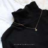 Crescent Pendant 925 Silver 14K Necklace Zirconium Mini Moon Japanese Chain