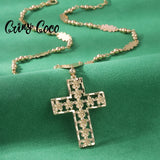 Cring Coco Big Cross Pendant Hawaiian Flower Bead Necklace