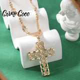 Cring Coco Big Cross Pendant Hawaiian Flower Bead Necklace