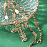 Cring Coco Big Cross Pendant Hawaiian Flower Bead Necklace