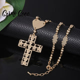 Cring Coco Big Cross Pendant Hawaiian Flower Bead Necklace