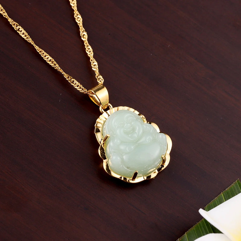 Coco Buddha Pendant Necklace Pink Amulet Chinese Style