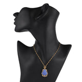Colorful Buddha Pendant Plated Necklaces Natural Stone Amulet Maitreya Necklace