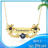 Personalized Frangipani Necklace Hawaiian Nameplate Choker for Women