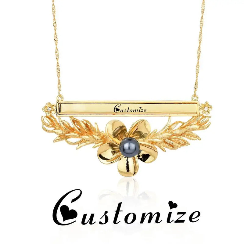 Hawaiian Plumeria Pendant Necklace Water Wave Chain Jewelry