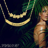 Custom Plumeria Flower Choker Necklace Personalized Name Necklace