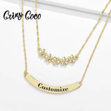 Custom Plumeria Flower Choker Necklace Personalized Name Necklace