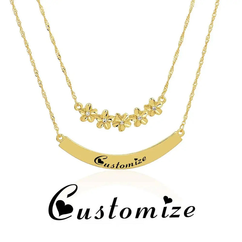 Custom Plumeria Flower Choker Necklace Personalized Name Necklace