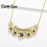 Personalized Name Necklaces Alloy Flower Letter Pendants for Women