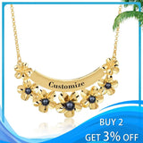 Personalized Name Necklaces Alloy Flower Letter Pendants for Women