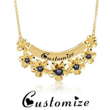 Personalized Name Necklaces Alloy Flower Letter Pendants for Women
