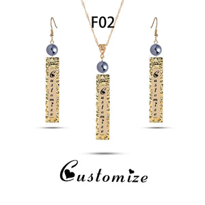 Custom Name Letter Jewelry Set Polynesian Hawaiian Necklaces Earrings