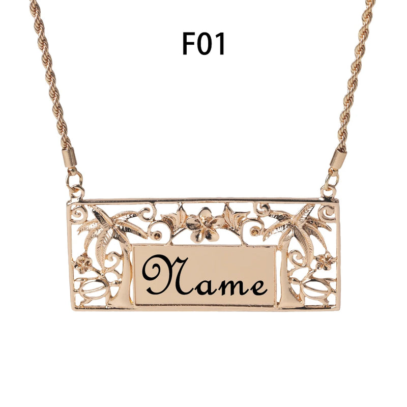 Personalised Polynesian Coconut Tree Pendant Name Necklace