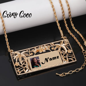 Personalised Polynesian Coconut Tree Pendant Name Necklace