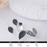 Cring Coco Women's Leaf Pendant Necklace Set Enamel Chian Party Jewelry
