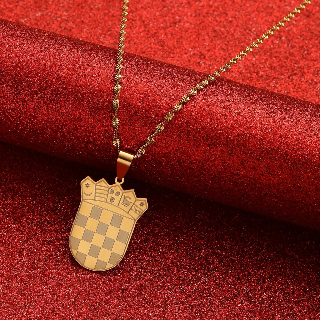 Croatia Flag Charm Pendant Necklace - Croatian Jewelry Gift