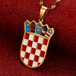 Croatia Flag Pendant Necklace Croatian Jewelry
