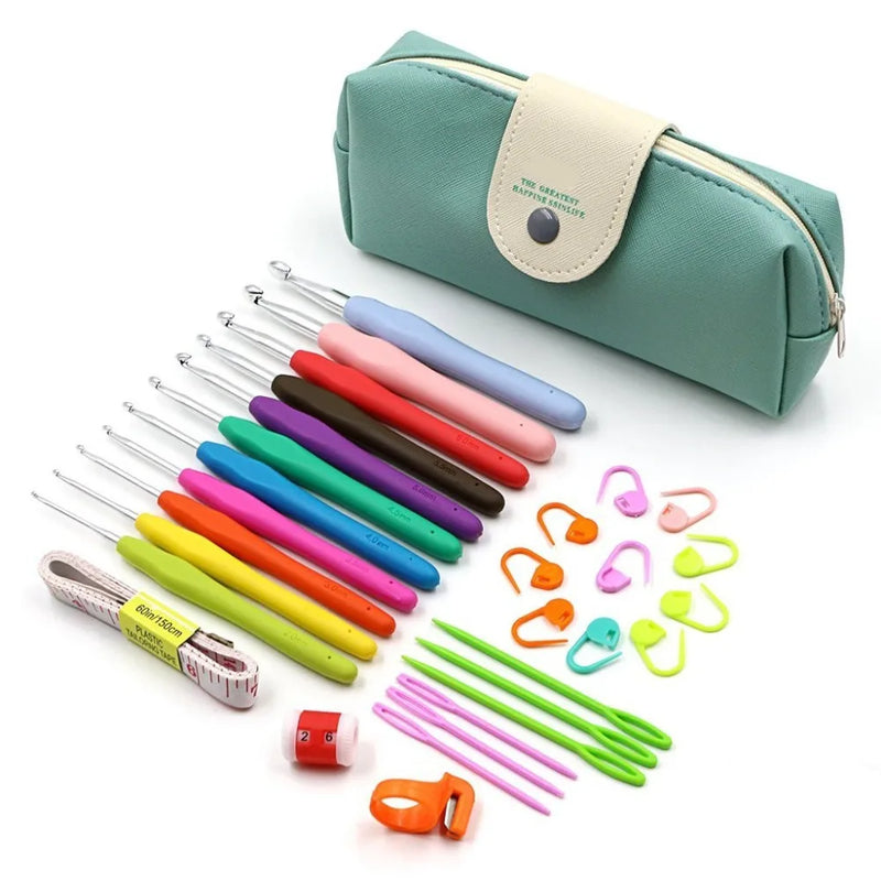 30 pcs Crochet Hooks Set with Pouch, 11 Hooks 2~8mm, Storage Bag Gift