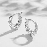 Croissant Hoop Earrings 925 Sterling Silver 18K Plated Piercing Earrings