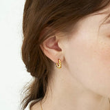 Croissant Hoop Earrings 925 Sterling Silver 18K Plated Piercing Earrings