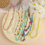 Boho Bead Flower Necklace Ethnic Style Daisy Choker