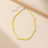 Boho Bead Flower Necklace Ethnic Style Daisy Choker