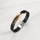 European American Creative Stainless Steel Leather Bracelet Men Beveled Edge