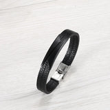 European American Creative Stainless Steel Leather Bracelet Men Beveled Edge