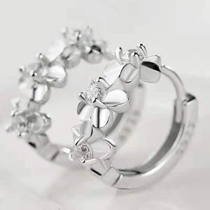 Cross-Border Camellia Diamond Flower Earrings