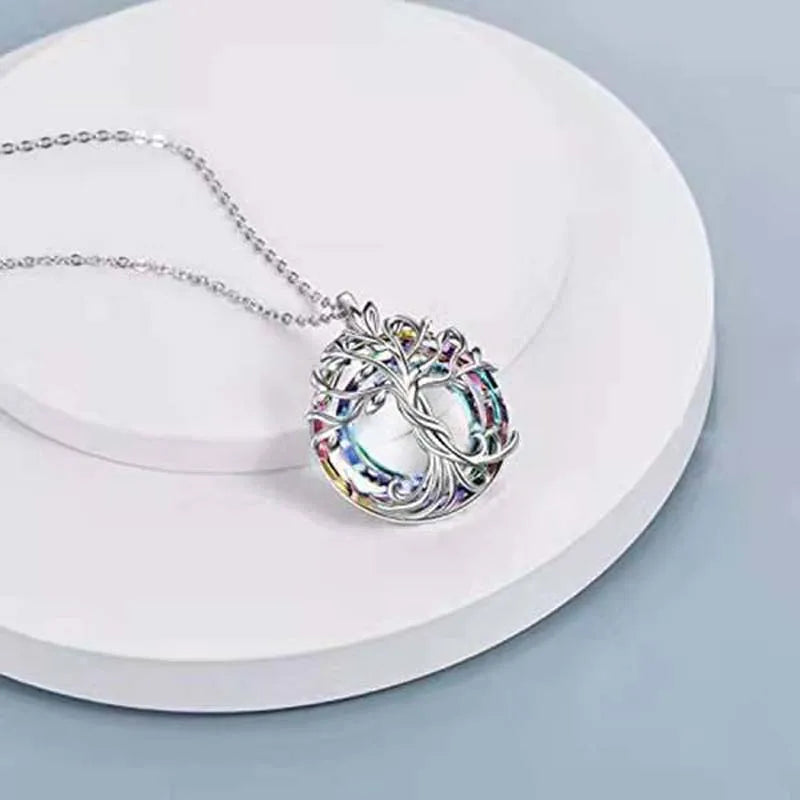 Personalized European American Tree of Life Pendant Necklace