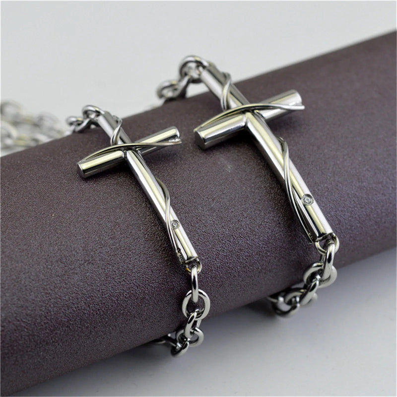 Cross Bracelet Christian Hand Chains Titanium Steel Classic