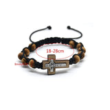 Cross Bracelet Pine Beads Weaving Knot Rosary Saint