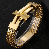 Mens Cross Bracelet Stainless Steel Link Wrist Jewelry