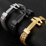 Mens Cross Bracelet Stainless Steel Link Wrist Jewelry