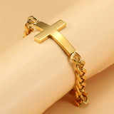 Cross Bracelet Cuban Chain Christian Jewelry Stainless Steel